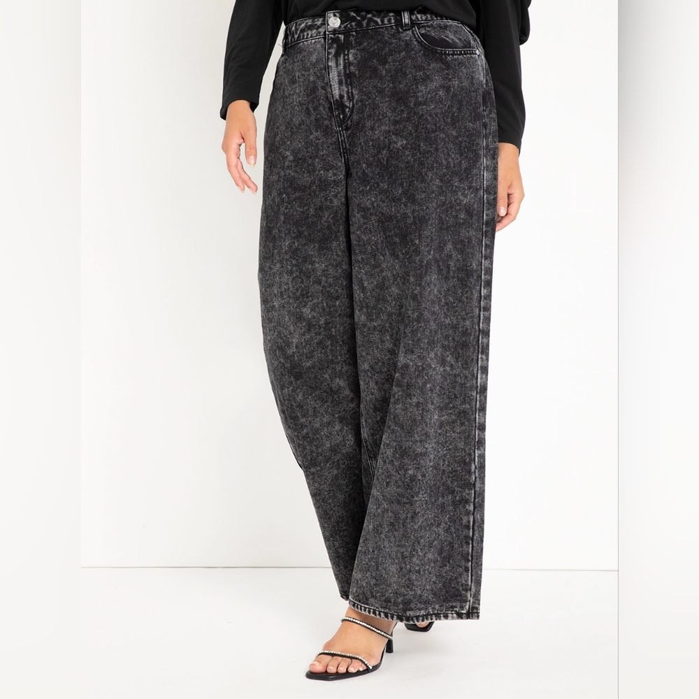 Eloquii wide leg mineral wash jeans size 24